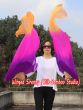 Pareja niños abanicos seda danza del vientre Violeta Dorada 1.1m