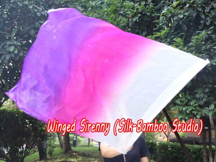 Seda Poi bandera de adoración 103 cm * 88 cm, blanco-rosado-violeta