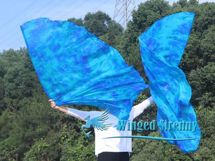 1 par de alas de ángel de seda de 180 cm (71"), Luna Azul