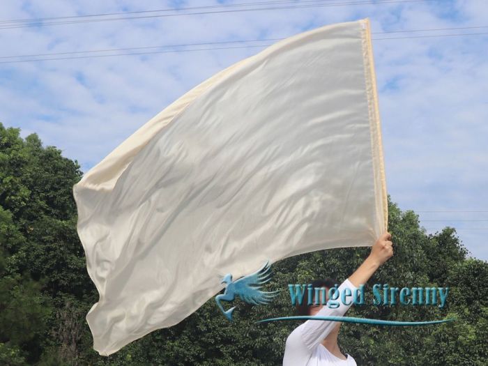 130 cm bandera de seda de adoración profética flexible, beige