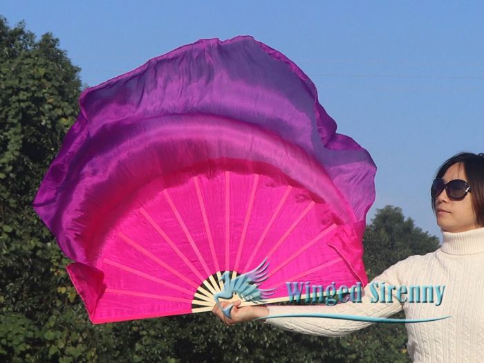 Grandes abanicos cortos de baile rosado-violeta, 105 cm