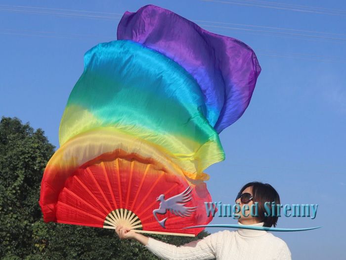 Abanico de seda extragrande Arco iris 180 x 114 cm