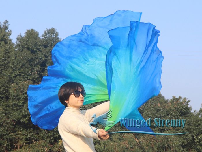 1 pair 180 cm (71") half circle prophetic angel wing silk flags, Adventure