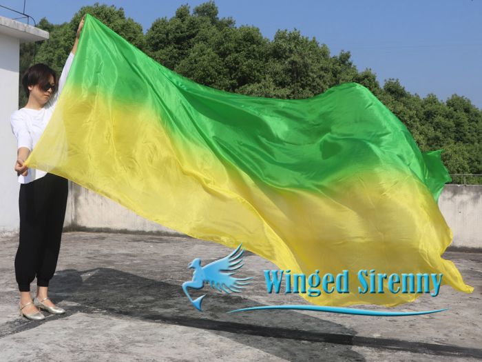 1 piece yellow-green 5 Mommes colorful belly dance silk veil 