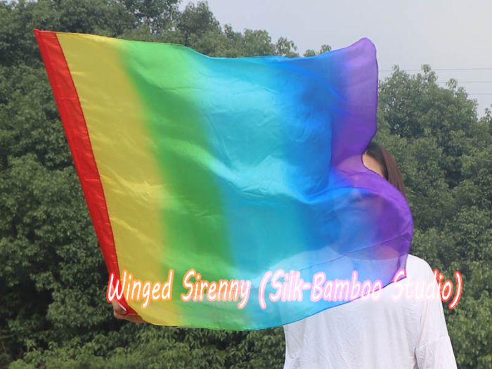 85 cm Tanzflagge Anbetungsfahne mit flexiblem Stab, Regenbogen