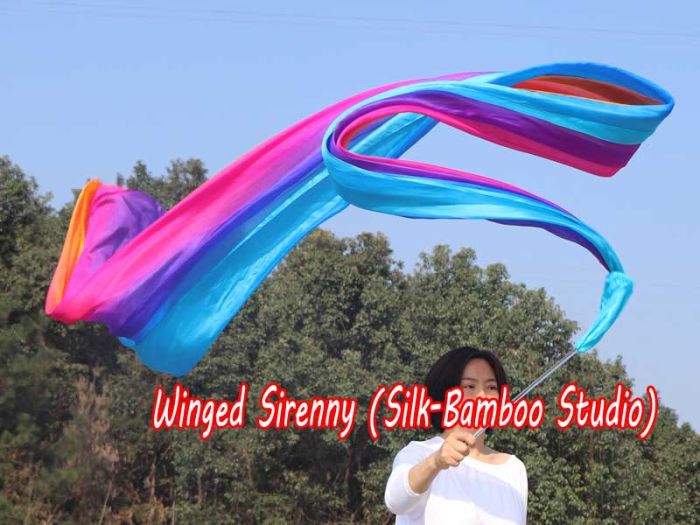 1 piece 4m (4.4 yards) long stripes Iridescence worship silk throw streamer