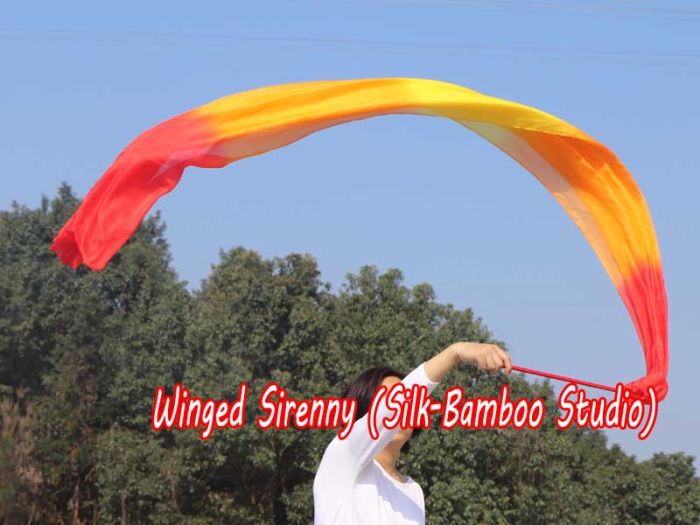 Seiden-wurfstreamerr rot-orange-gelb-orange-rot 250 x 90cm
