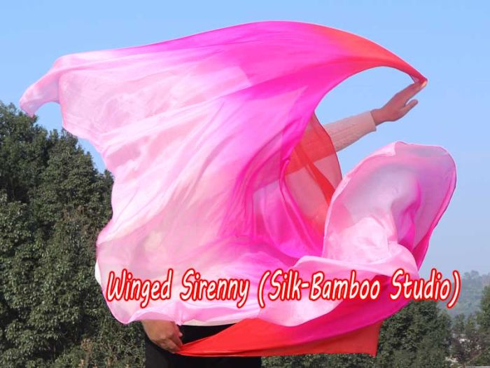 Velo de seda danza del vientre Irojo-rosado-rosado claro