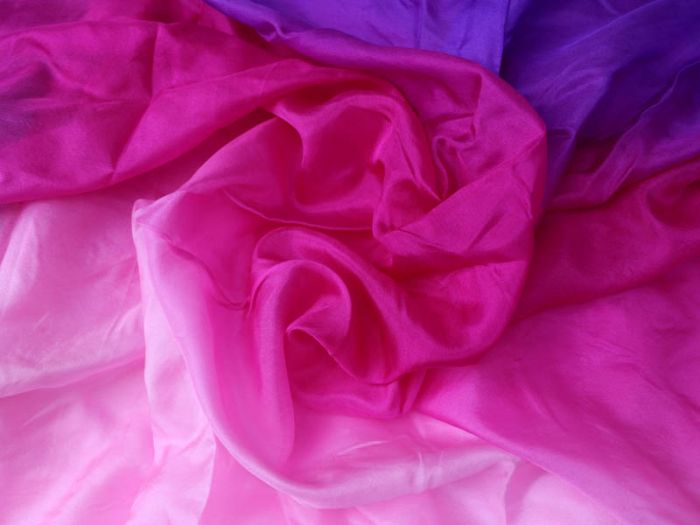 Tela de seda 100% violeta-rosado-rosado claro