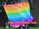 spinning silk flag poi 103cm (40") for Worship & Praise, long side Rainbow+