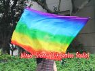 spinning silk flag poi 103cm (40") for Worship & Praise, long side Rainbow