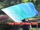 spinning silk flag poi 129cm (51") for Worship & Praise, white-aqua-turquoise-blue