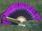 1 Pair Black-purple short Chinese silk dance fan, 10cm (4") flutter