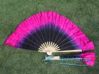 1 Pair black-pink short Chinese silk dance fan, 10cm (4") flutter