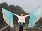 1 pair 180 cm (71") half circle prophetic angel wing silk flags,turquoise fading 