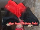 1 pair 1.5m (59") black-red belly dance silk fan veil