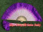 1 Pair light purple-purple short Chinese silk dance fan, 10cm (4") flutter