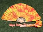 1 Pair Flame short Chinese silk dance fan, 10cm (4") flutter