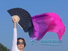 1 pair 1.5m (59") black-purple-pink belly dance silk fan veil