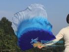 blue fading right hand big silk flutter fan