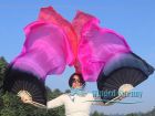 1 pair 1.8m (71") black-purple-pink-red belly dance silk fan veils