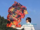 1 pair 1.5m (59") tie-dye belly dance silk fan veil black+red+yellow