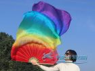 70" x 45" extra large Rainbow belly dance silk fan veil