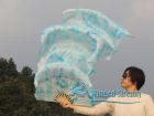 1 pair 1.8m (71") tie-dye belly dance silk fan veil blue+white