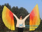 1 pair 180 cm (71") half circle prophetic angel wing silk flags, red-orange-yellow