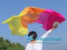 1 pair 1.8m (71") pink-orange-yellow belly dance silk fan veils