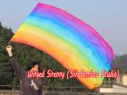 Spinning silk flag poi 174cm (68") for Worship & Praise, long side Rainbow plus