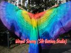 1 pair Rainbow 6 Mommes habotai belly dance silk wing