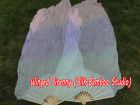 1 pair 1.5m (59") pastel (turquoise-purple-pink) belly dance silk fan veil