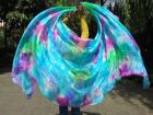 Velo de seda danza del vientre verde+cian+rosado tie-dye