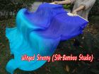 1 pair 1.5m (59") blue-turquoise belly dance silk fan veil