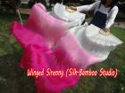 1 pair 1.5m (59") white-pink belly dance silk fan veil