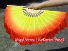 Pareja abanicos cortos de seda amarillo-rojo, 10cm seda