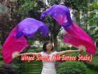 1 pair 1.5m (59") pink-purple belly dance silk fan veil