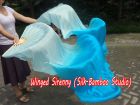 1 pair 1.5m (59") light turquoise-turquoise w belly dance silk fan veil