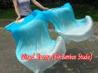 1 pair 1.5m (59") turquoise fading belly dance silk fan veil