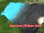 1 pair 1.5m (59") black-turquoise belly dance silk fan veil