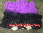 1 pair 1.5m (59") black-purple belly dance silk fan veil