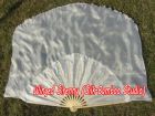 white right hand big silk flutter fan, 41" (105 cm)