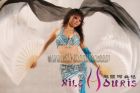 1 pair 1.5m (59") white-black belly dance silk fan veil