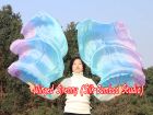 1 pair pastel Mystery long stripes 3G belly dance silk fan veil