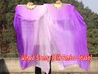 1 pair 1.1m (43") purple fading long side silk fan veils for kids