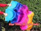 1 pair 1.5m (59") Iridescence belly dance silk fan veil