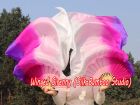 1 pair 1.1m (43") white-pink-purple long stripes silk fan veils for kids
