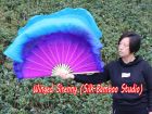 purple-blue-turquoise large short silk dance fans (flutter), 41" (105 cm)