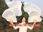 1 pair 1.5m (59") white belly dance silk fan veil